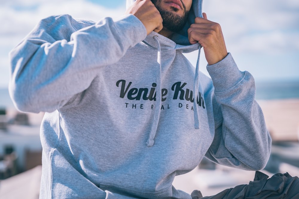 skater wearing a venice Kush sweater